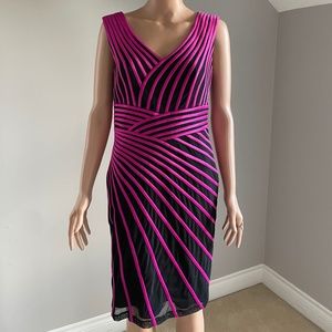 Beautiful dress fuchsia stripes with black mesh Size S